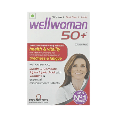 Wellwoman 50+ Multivitamins Health Supplement For Women | Reduces Tiredness & Fatigue | Gluten Free Tablet