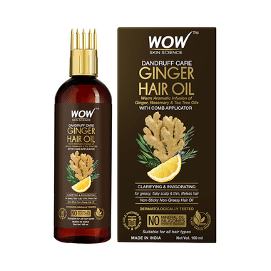 WOW Skin Science Dandruff Care Ginger Hair Oil With Comb Applicator