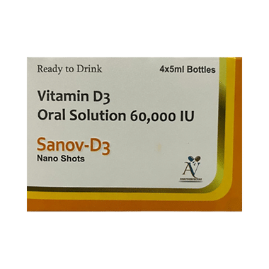 Sanov D3 With Cholecalciferol 60000 IU | Nano Shots Oral Solution (5ml Each)