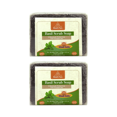 Khadi Pure Basil Scrub Soap (125gm Each)