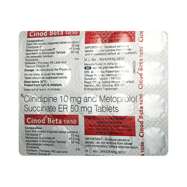 Cinod Beta 10/50 Tablet ER