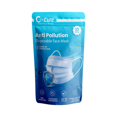 C Cure 3 Ply Anti Pollution Disposable Face Mask (10 Each) Blue