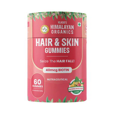 Vlado's Himalayan Organics Hair & Skin Gummies 40 mcg Biotin For Hair Growth & Glowing Skin