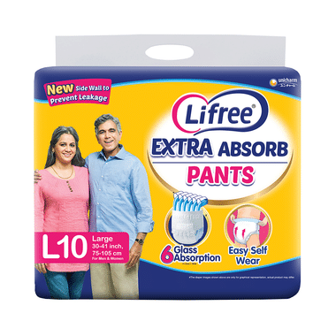 Lifree Extra Absorb Unisex Pants | New Side Wall To Prevent Leakage | Size Large
