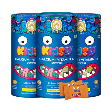 Mom & World Kidsy Calcium + Vitamin D Gummies (30 Each) Mango Flavoured