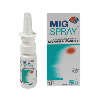 Migspray Instant Migraine Headache Pain Relief, Ayurvedic Nasal Spray With Plant Extracts (15ml Each)