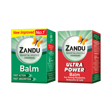 Combo Pack of Zandu Balm Ultra Power & Zandu Balm (8ml Each)