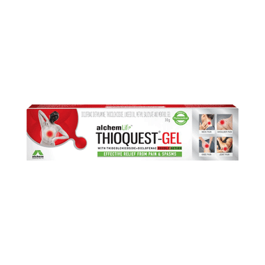 Thioquest Gel Gel with Thiocolchicoside & Diclofenac | For Muscle Pain & Spasms Relief