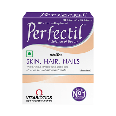 Perfectil Skin, Hair, Nail Supplement with Biotin, Vitamin C & Micronutrients | Gluten-Free Tablet