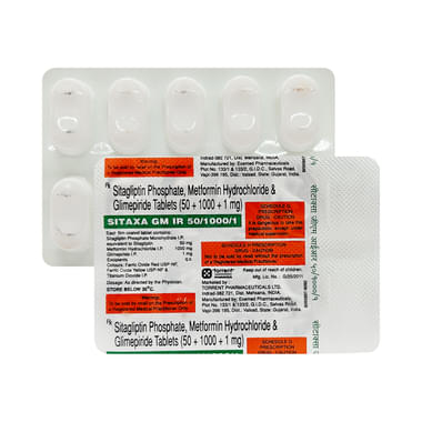 Sitaxa GM 50mg/1mg/1000mg Tablet IR