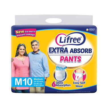 Lifree Extra Absorb Unisex Pants | New Side Wall To Prevent Leakage | Size Medium