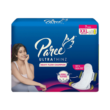 Paree Ultra Thinz Soft & Rash Free|Double Feathers|Heavy Flow Champion|With Disposable Covers Sanitary Pads XXL