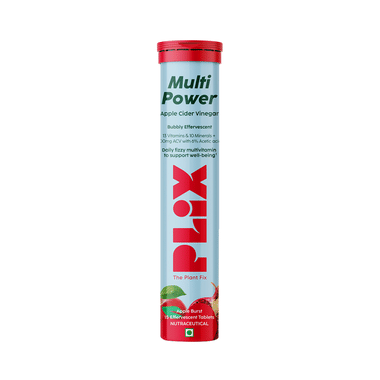 Plix Multi Power Apple Cider Vinegar Effervescent Tablet (15 Each) Bottle Apple Burst
