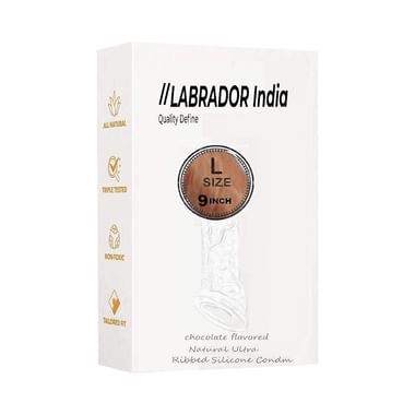 Labrador India Natural Ultra Ribbed Silicon Large Condom | Flavour Chocolate