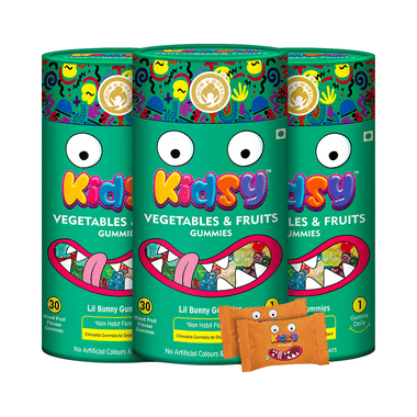 Mom & World Kidsy Vegetables & Fruits Gummies (30 Each) Mix Fruit Flavour