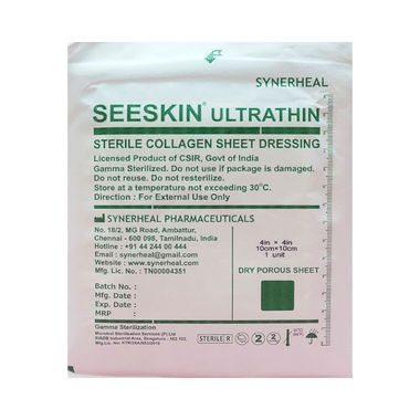 SynerHeal Seeskin Ultrathin Sterile Collagen Sheet Dressing 4x4cm