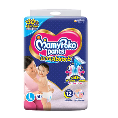MamyPoko Extra Absorb Diaper Pants For Upto 12 Hrs Absorption | Size Large