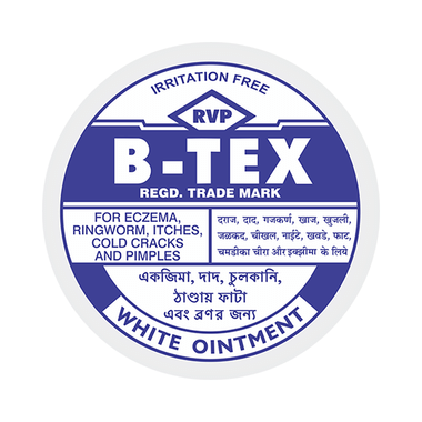 RVP B-Tex White Ointment | For Eczema, Ringworm, Itches, Cold Cracks & Pimples