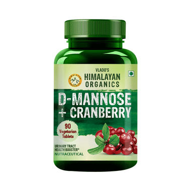 Vlado's Himalayan Organics D-Manose + Cranberry Kidney Health & Urinary Tract Infection Vegetarian Tablet