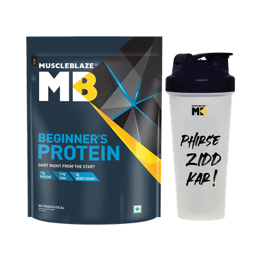 MuscleBlaze Beginner's Whey Protein Concentrate | With Zero Added Sugar | For Muscle Growth | Flavour With Shaker 650ml
