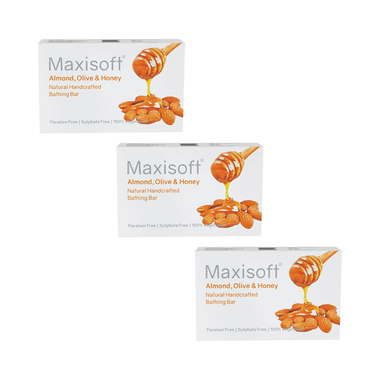 Maxisoft Almond, Olive & Honey Natural Handcrafted Bathing Bar (75gm Each)