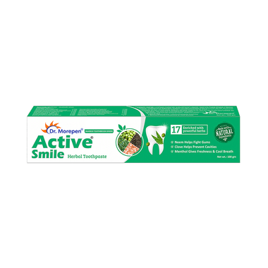 Dr. Morepen Active Smile Enriched With 17 Powerful Herbs Toothpaste With Bamboo Toothbrush