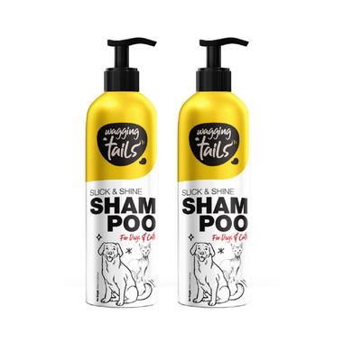 Wagging Tails Slick & Shine Shampoo For Dogs & Cats (400ml Each)