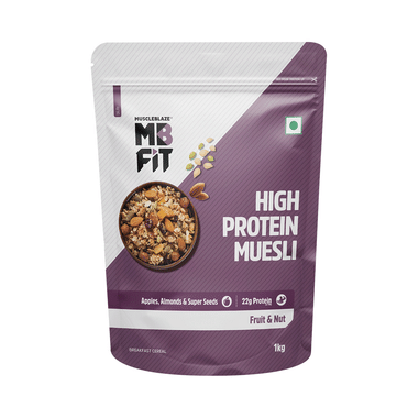 MuscleBlaze Fit High Protein Muesli 22 G Protein | Flavour Fruits & Nut