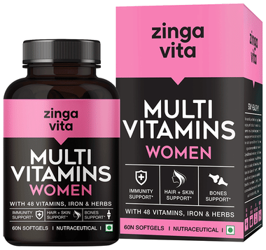 Zingavita Multivitamin for Women with Iron | For Immunity, Hair, & Skin | Bone, Joint & Muscle Care