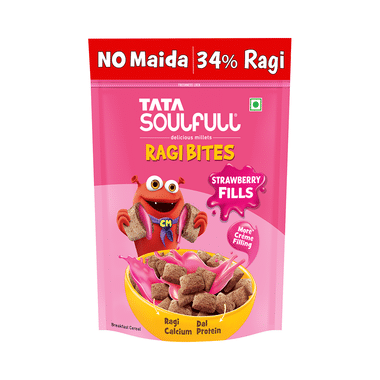 Tata Soulfull Ragi Bites Choco Fills, No Maida, Delicious Millets, Breakfast Cereal Strawberry Fills