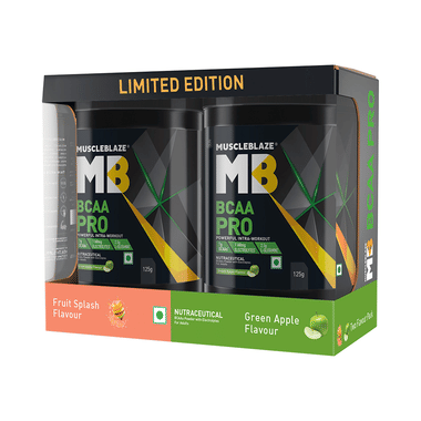 MuscleBlaze BCAA Pro Two Flavour Pack | With Glutamine & Electrolytes | Flavour Fruit Splash & Green Apple