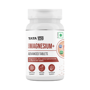 Tata 1mg Chelated Magnesium Plus Tablet with Zinc, Lysine Hydrochloride & Vitamin B6 | with Essential Minerals | Supports Heart Health & Neuromuscular System