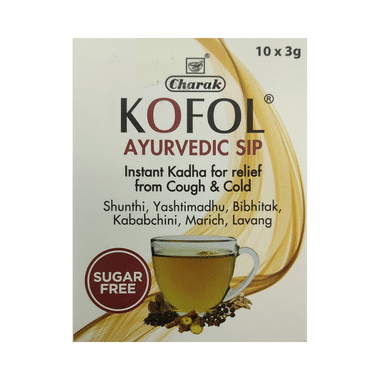 Kofol Ayurvedic Sip Instant Kadha Sachet For Cold,Cough & Sore Throat (3gm Each) Sugar Free