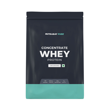 Nutrabay Whey Concentrate Protein for Muscle Recovery | No Added Sugar | Powder Unflavoured