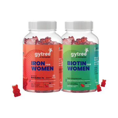 Gytree Combo Pack Of Iron & Biotin Gummies For Women (30 Each)