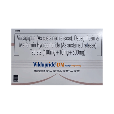 VILDApride DM 10mg/500mg/100mg Tablet