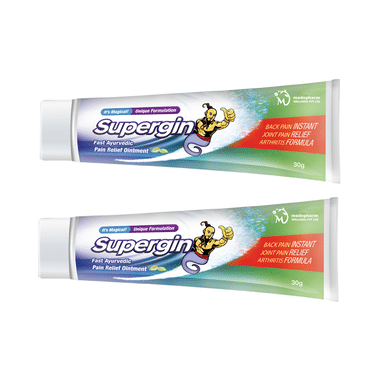 Medopharm Wellness Supergin Ointment for Muscle Aches, Joint Discomfort, Arthritis, Sprains, and Strains (30gm Each)