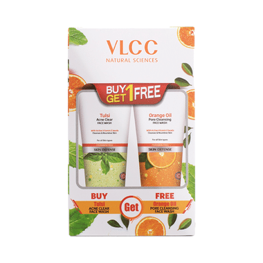 VLCC  Tulsi Acne Clear Face Wash With Orange Oil Pore Cleansing Face Wash Free (150ml Each ) Buy One Get One