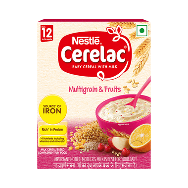 Nestle Cerelac Baby Cereal With Iron, Vitamins & Minerals | From 12 To 24 Months | Multigrain & Fruits