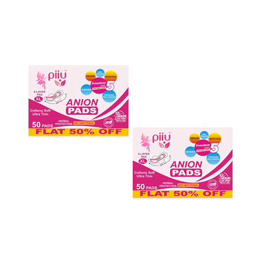 Piiu Anion Pads (50 Each) Cottony Soft Ultra Thin XL