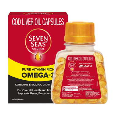 Seven Seas Original Cod-Liver Oil Capsule | For Brain, Bones, Eyes & Immunity | Source of Vitamins A, D, EPA & DHA | Nutrition Formula