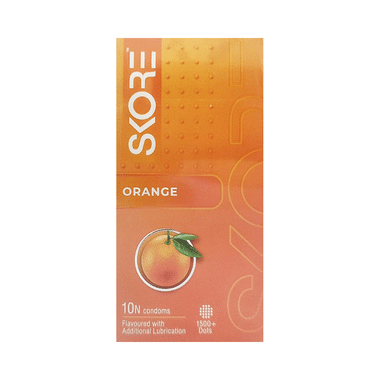 Skore Flavored Dotted & Coloured Condoms | Flavour Orange