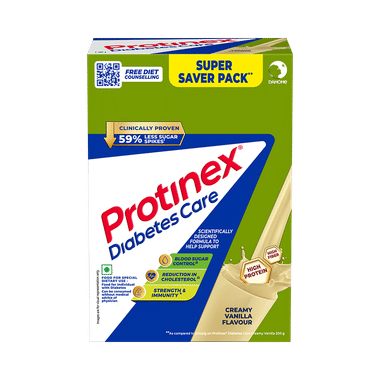 Protinex Diabetes Care Powder | 59% less post meal sugar spikes from day 1 | High protein | High fibre & Clinically proven low GI formula (500gm Each) Creamy Vanilla