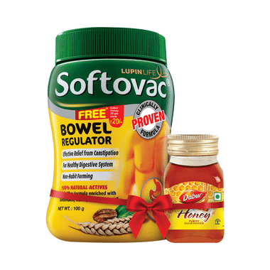 Softovac Bowel Regulator For Effective Relief From Constipation Powder With 20gm Dabur Honey Free