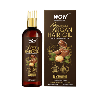 WOW Skin Science Moroccan Argan Hair Oil With Comb Applicator