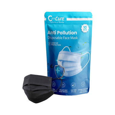 C Cure 3 Ply Anti Pollution Disposable Face Mask (10 Each) Black