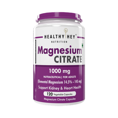 Healthy Hey Nutrition Chelated Magnesium Citrate 1000mg | Veg Capsule For Kidney Health