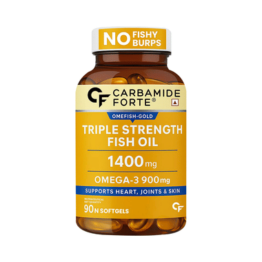 Carbamide Forte Triple Strength Fish Oil 1400mg | With 900mg Omega 3 | Softgel For Heart, Joints & Skin