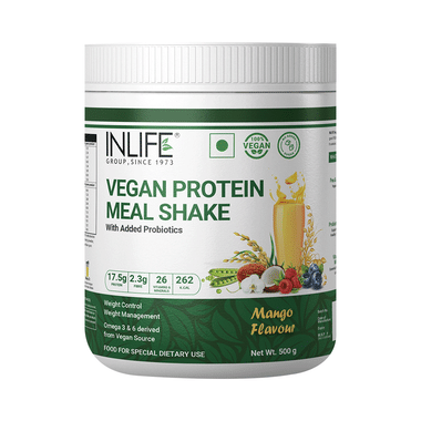 Inlife Vegan Protein Powder Meal Shake With Added Probiotics Mango
