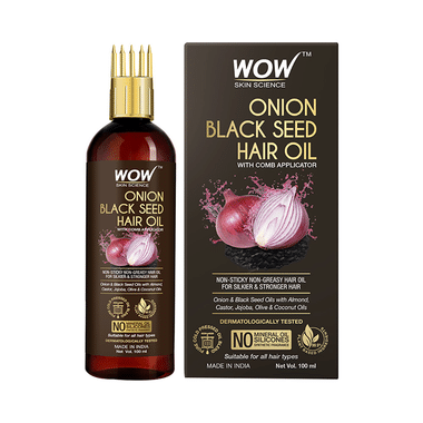 WOW Skin Science Onion Black Seed Hair Oil | For Hair Growth With Comb Applicator